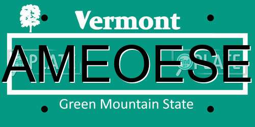 AMEOESE Vermont License Plate