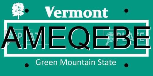 AMEQEBE Vermont License Plate