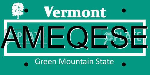 AMEQESE Vermont License Plate