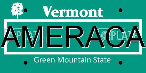 AMERACA Vermont License Plate