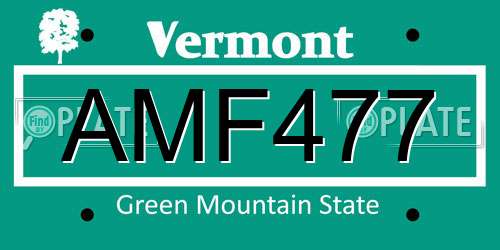 AMF477 Vermont License Plate