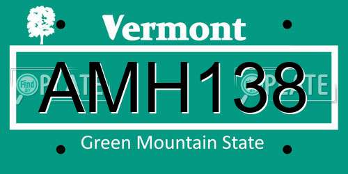 AMH138 Vermont License Plate