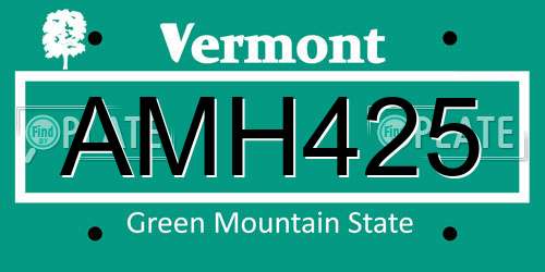 AMH425 Vermont License Plate