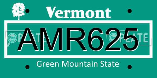AMR625 Vermont License Plate