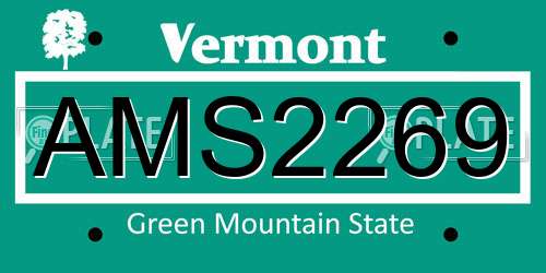 AMS2269 Vermont License Plate