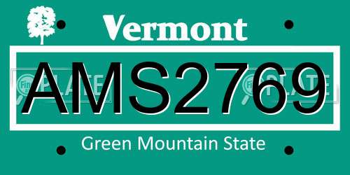 AMS2769 Vermont License Plate