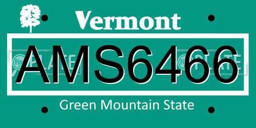 AMS6466 Vermont License Plate