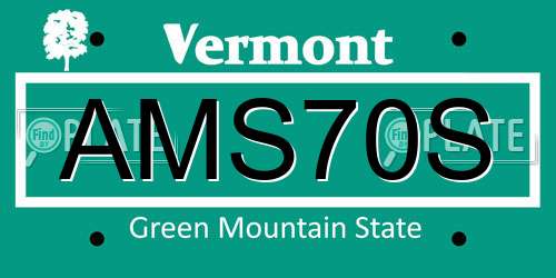 AMS70S Vermont License Plate