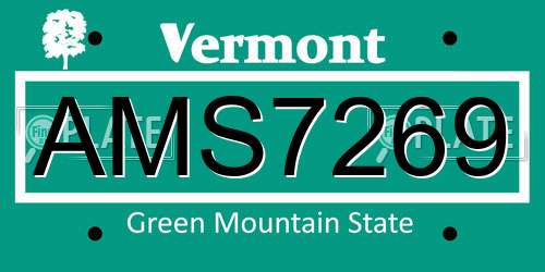 AMS7269 Vermont License Plate