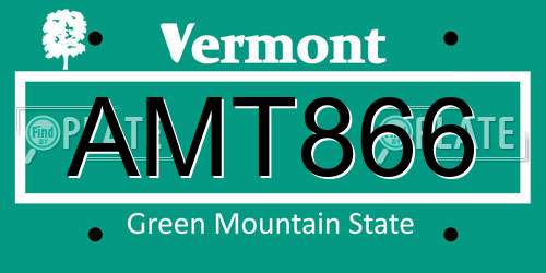 AMT866 Vermont License Plate