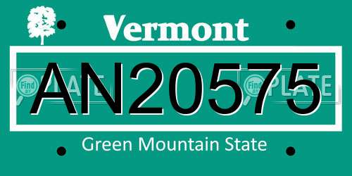 AN20575 Vermont License Plate