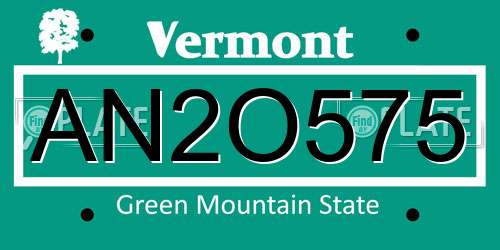AN2O575 Vermont License Plate