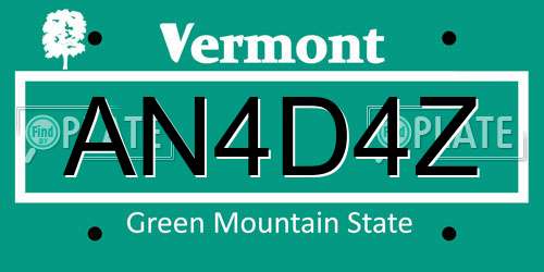 AN4D4Z Vermont License Plate