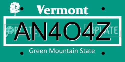 AN4O4Z Vermont License Plate
