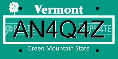 AN4Q4Z Vermont License Plate