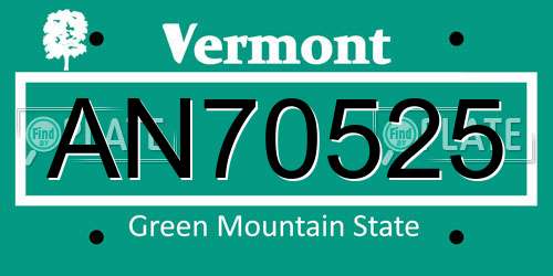 AN70525 Vermont License Plate