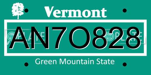 AN7O828 Vermont License Plate