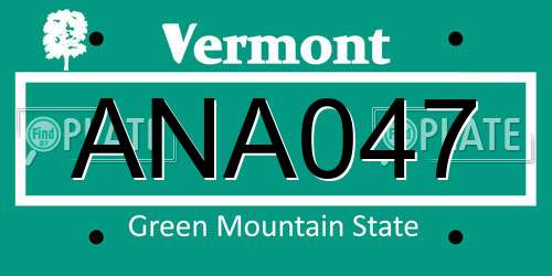 ANA047 Vermont License Plate