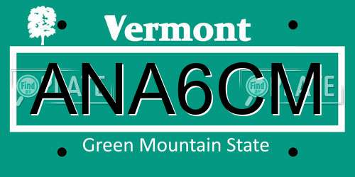 ANA6CM Vermont License Plate