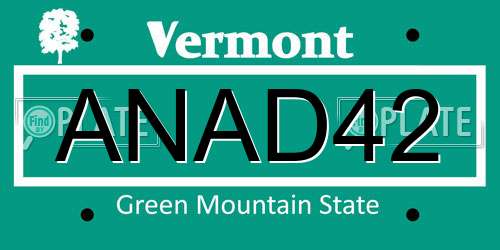 ANAD42 Vermont License Plate