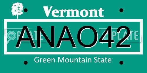 ANAO42 Vermont License Plate