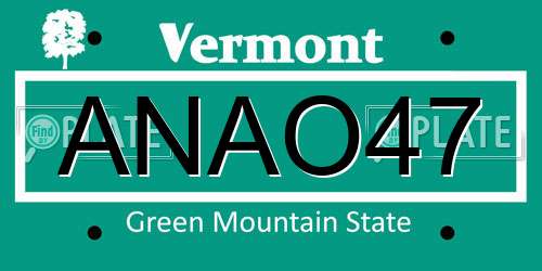 ANAO47 Vermont License Plate