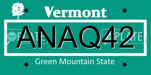 ANAQ42 Vermont License Plate