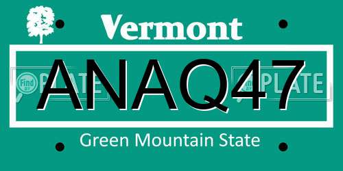 ANAQ47 Vermont License Plate