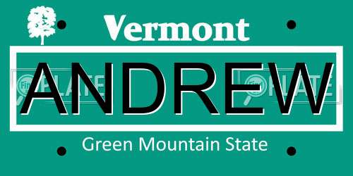 ANDREW Vermont License Plate