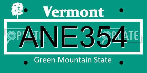 ANE354 Vermont License Plate