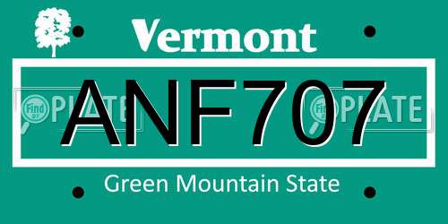 ANF707 Vermont License Plate