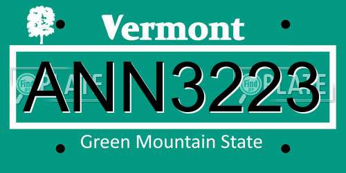 ANN3223 Vermont License Plate