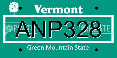 ANP328 Vermont License Plate