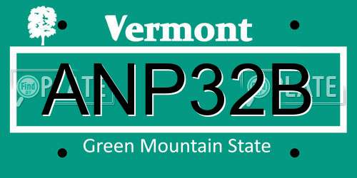 ANP32B Vermont License Plate
