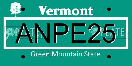 ANPE25 Vermont License Plate