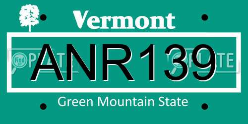 ANR139 Vermont License Plate