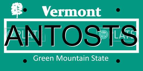 ANTOSTS Vermont License Plate