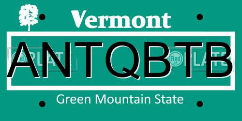 ANTQBTB Vermont License Plate