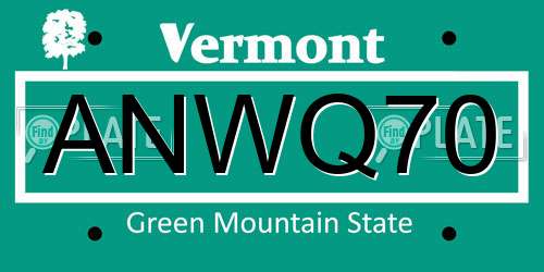 ANWQ70 Vermont License Plate