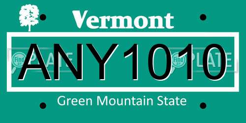 ANY1010 Vermont License Plate