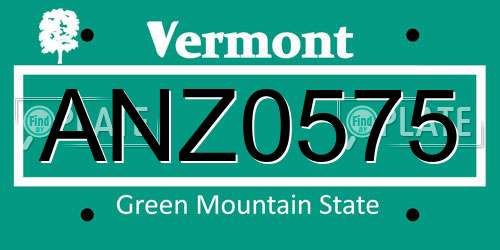 ANZ0575 Vermont License Plate