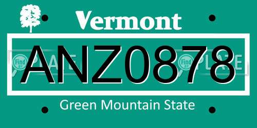 ANZ0878 Vermont License Plate