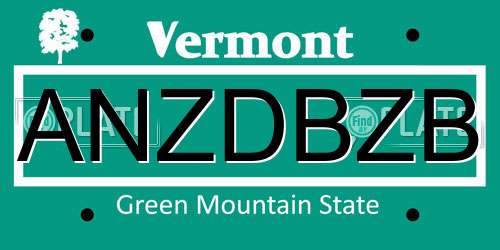 ANZDBZB Vermont License Plate