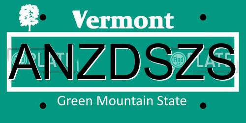 ANZDSZS Vermont License Plate
