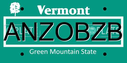 ANZOBZB Vermont License Plate