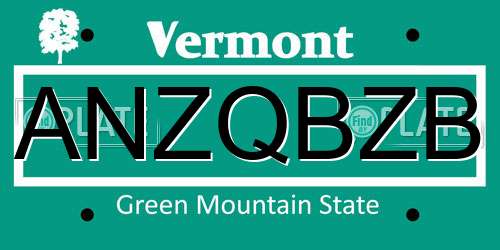 ANZQBZB Vermont License Plate