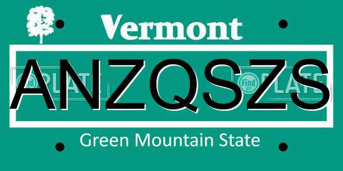ANZQSZS Vermont License Plate