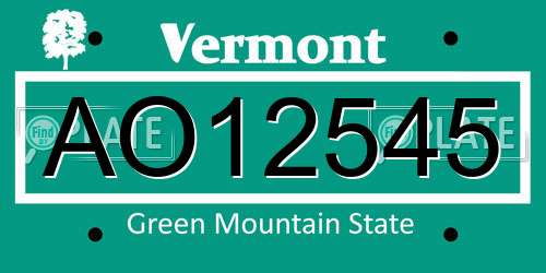 AO12545 Vermont License Plate