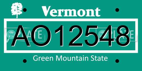 AO12548 Vermont License Plate