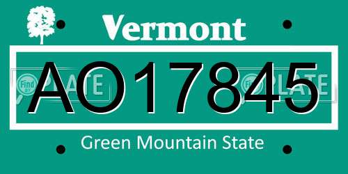 AO17845 Vermont License Plate